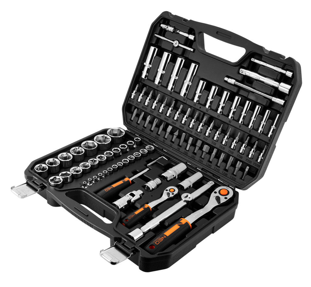 NEO TOOLS Dugókulcskészlet + bitkészlet 1/4", 1/2", 94db 25 év garanciával 10-062