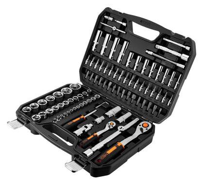NEO TOOLS Dugókulcskészlet + bitkészlet 1/4", 1/2", 94db 25 év garanciával 10-062