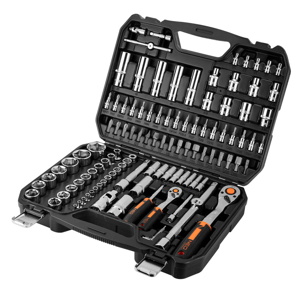 NEO TOOLS Dugókulcskészlet + bitkészlet 1/4", 1/2", 110db 25 év garanciával 10-066