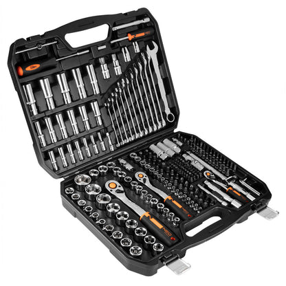 NEO TOOLS Dugókulcskészlet + szerszámkészlet 1/4", 3/8", 1/2", 219db 25 év garanciával 10-076