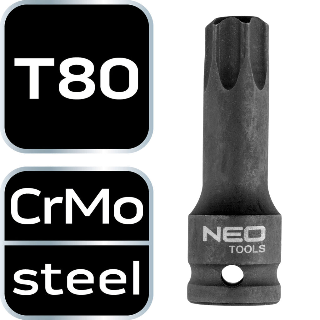 NEO TOOLS Torziós bit ütvecsavarozókhoz 1/2" T80 10-265