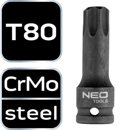 NEO TOOLS Torziós bit ütvecsavarozókhoz 1/2" T80 10-265