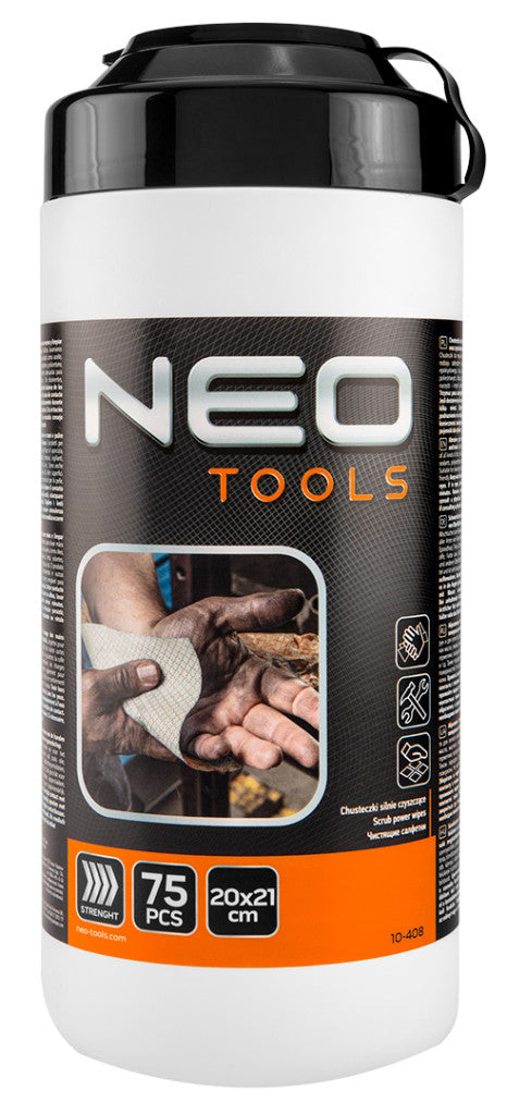NEO TOOLS Kéz-és felülettisztító csiszolókendő, 75 lap, ragasztó, gyanta, szilikon, lakk, festék, poliuretán hab és polimer 10-408