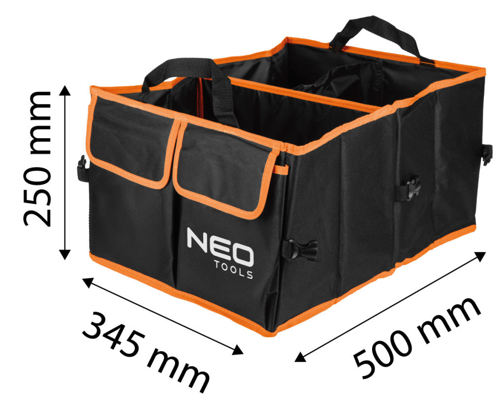 NEO TOOLS Autós rendszereződoboz, csomagtartóba, összecsukható, H25 méret 10-651