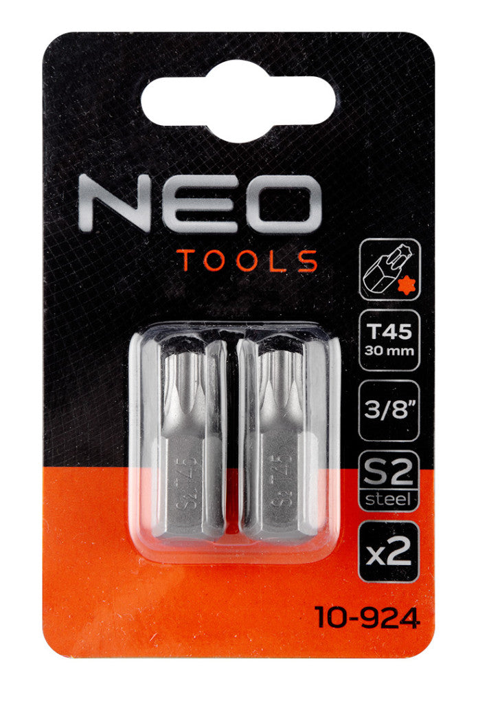 NEO TOOLS Torx bit, 3/8", T45x30mm, S2, 2db 10-924