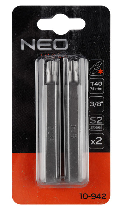 NEO TOOLS Torx bit, 3/8", T40x75mm, S2, 2db 10-942