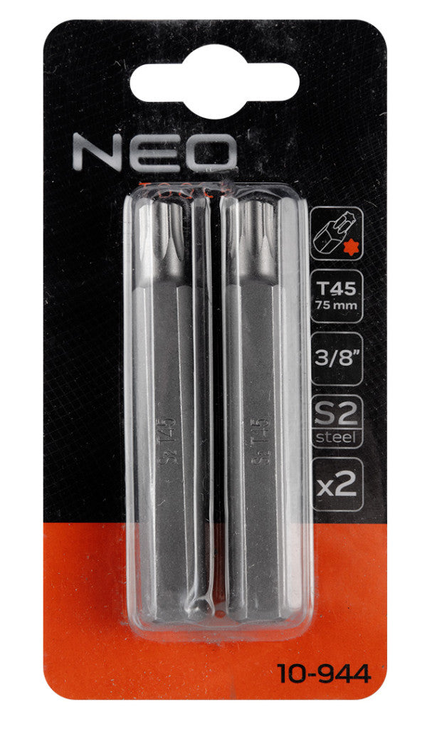 NEO TOOLS Torx bit, 3/8", T45x75mm, S2, 2db 10-944