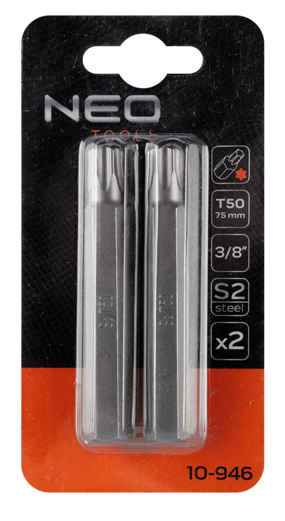NEO TOOLS Torx bit, 3/8", T50x75mm, S2, 2db 10-946