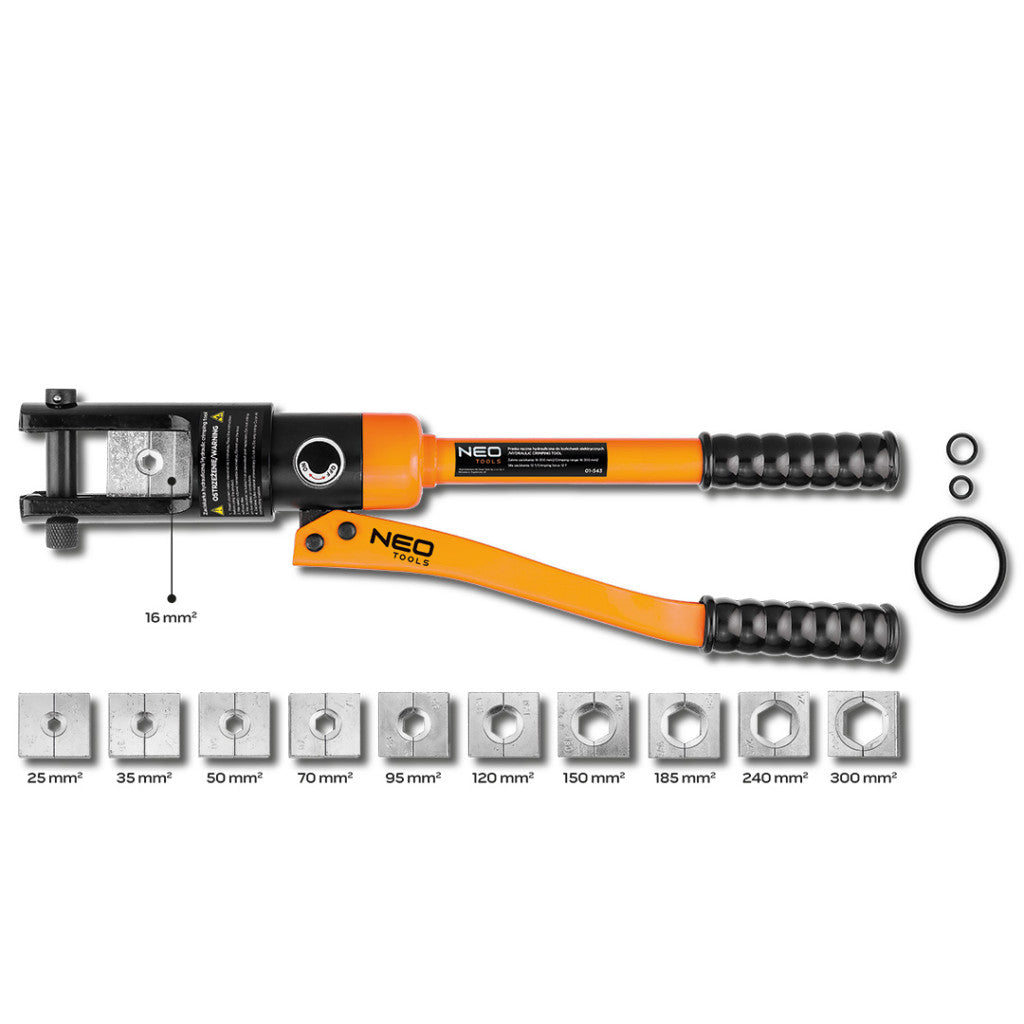 NEO TOOLS Hidraulikus krimpelő-, érvéghüvelyfogó, 16-300mm, 12t 01-543