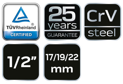 NEO TOOLS Kereszt kerékkulcs 17/19/22/1/2" 25 év garanciával 11-100