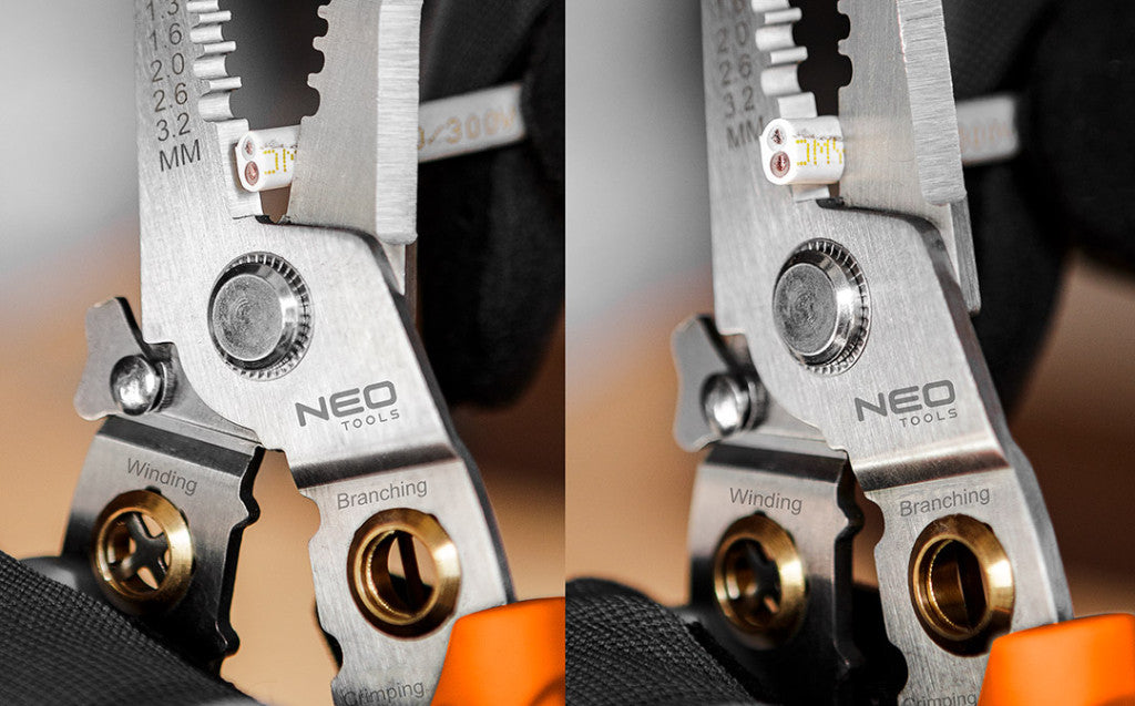 NEO TOOLS Krimpelő-, kábelsaru fogó, 6az1ben, 0,8-3,2mm 01-549