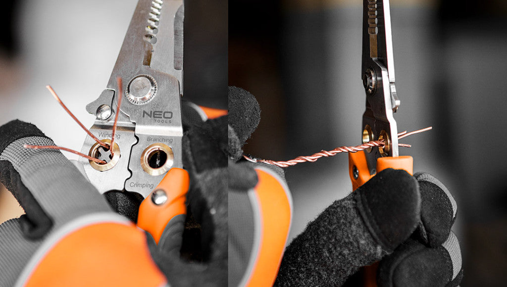NEO TOOLS Krimpelő-, kábelsaru fogó, 6az1ben, 0,8-3,2mm 01-549
