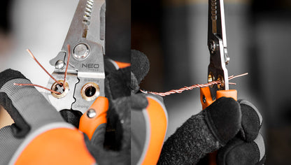 NEO TOOLS Krimpelő-, kábelsaru fogó, 6az1ben, 0,8-3,2mm 01-549