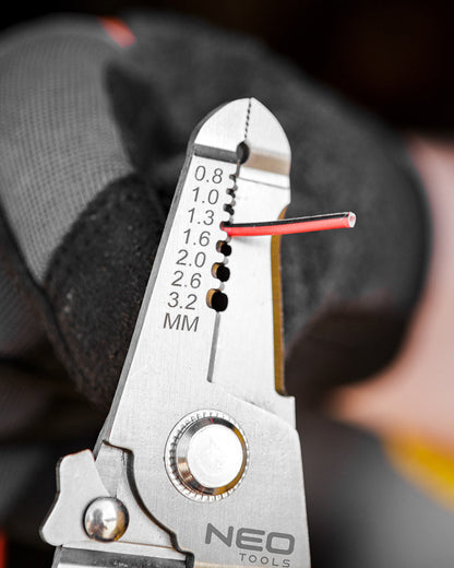 NEO TOOLS Krimpelő-, kábelsaru fogó, 6az1ben, 0,8-3,2mm 01-549