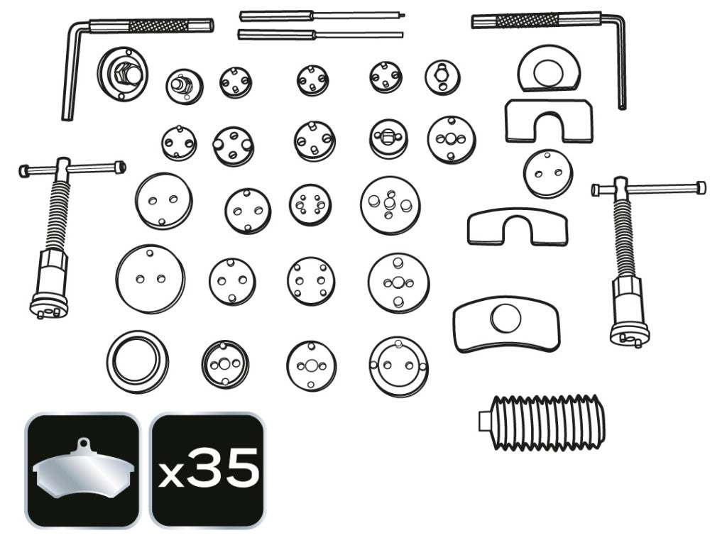 NEO TOOLS Tárcsafék munkahenger visszanyomó készlet, 35db 11-129