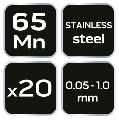 NEO TOOLS Hézagmérő készlet 20db (0.05 - 1.0mm) 65MN/rozsdamentes acél 11-191
