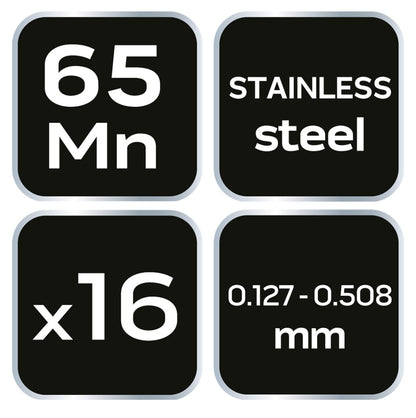 NEO TOOLS Hézagmérő készlet 16db bent (0.127 - 0.508mm) 65MN/rozsdamentes acél 16db, hajlított 11-192