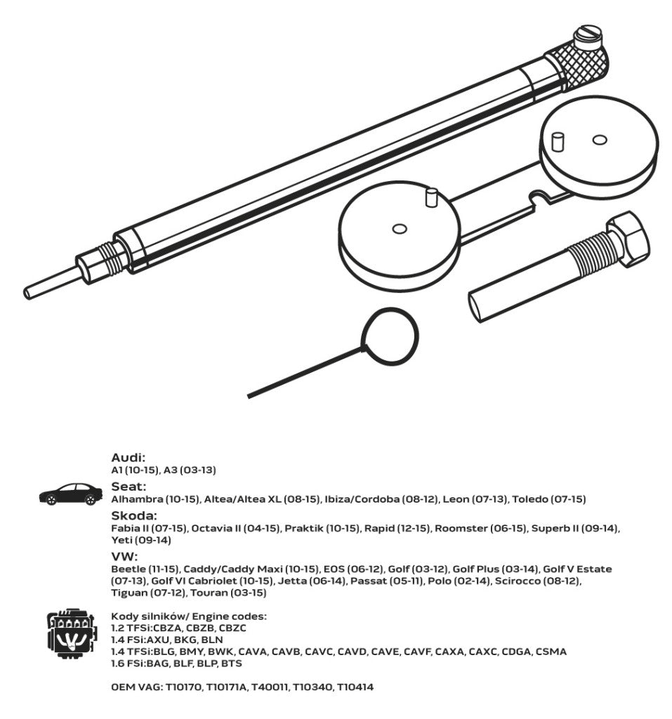 NEO TOOLS Vezérműtengely blokkoló készlet, VAG benzinmotorokhoz 11-305