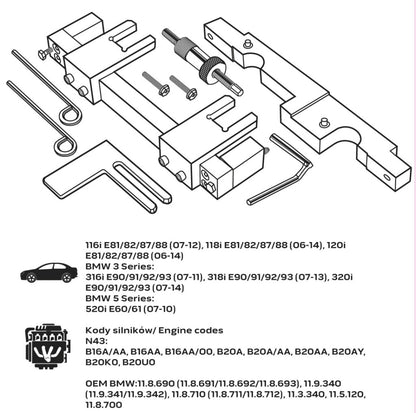 NEO TOOLS Vezérműtengely blokkoló készlet, BMW benzinmotorokhoz 11-310