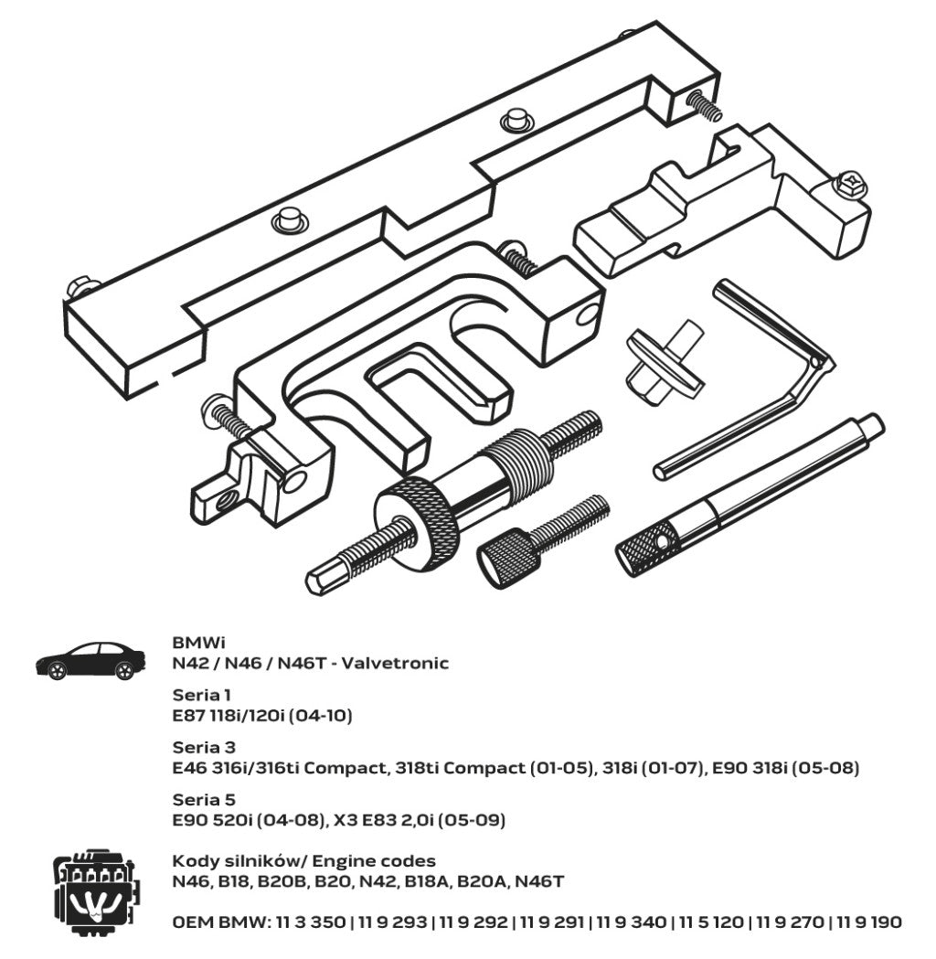 NEO TOOLS Vezérműtengely blokkoló készlet, BMW benzinmotorokhoz (Valvetronic) 11-314