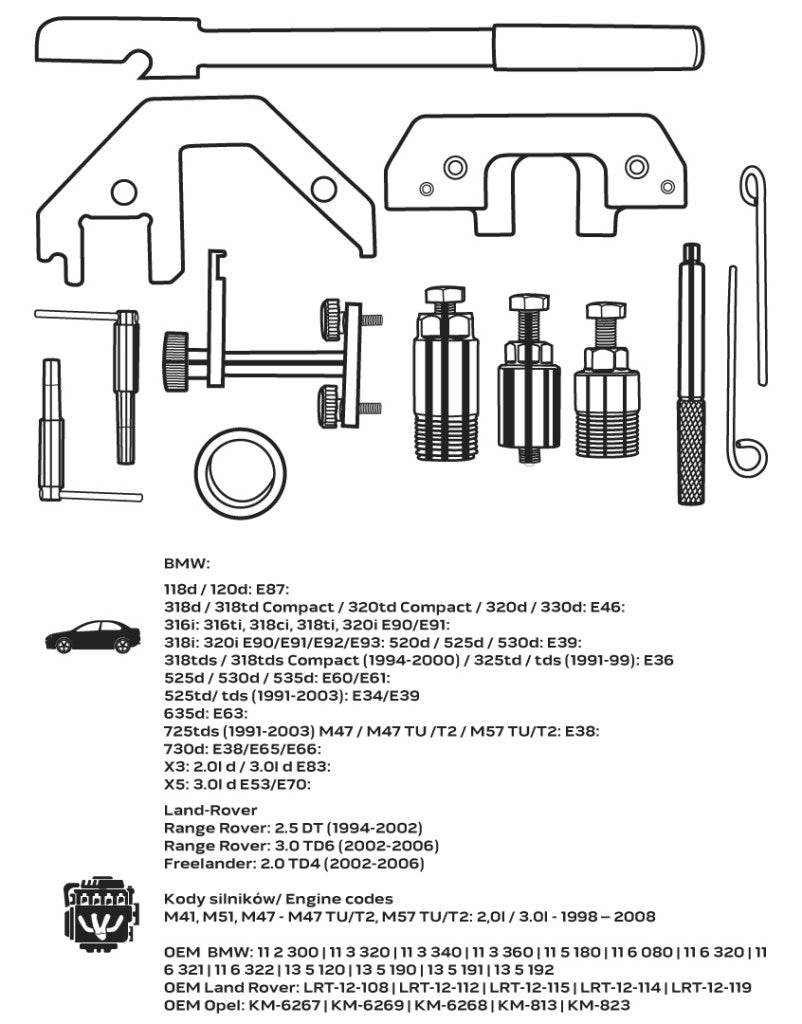 NEO TOOLS Vezérműtengely blokkoló készlet, BMW dízelmotorokhoz 11-316