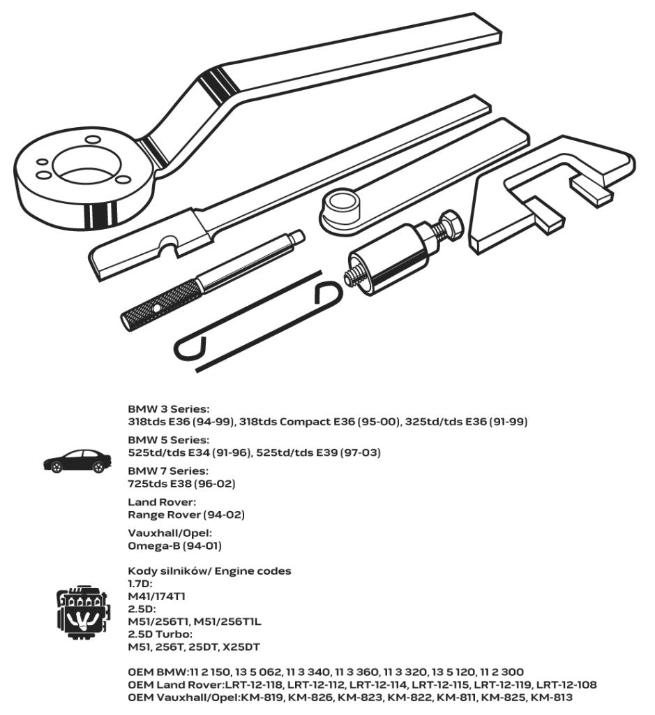 NEO TOOLS Vezérműtengely blokkoló készlet, BMW, Land Rover, Opel dízelmotorokhoz 11-317