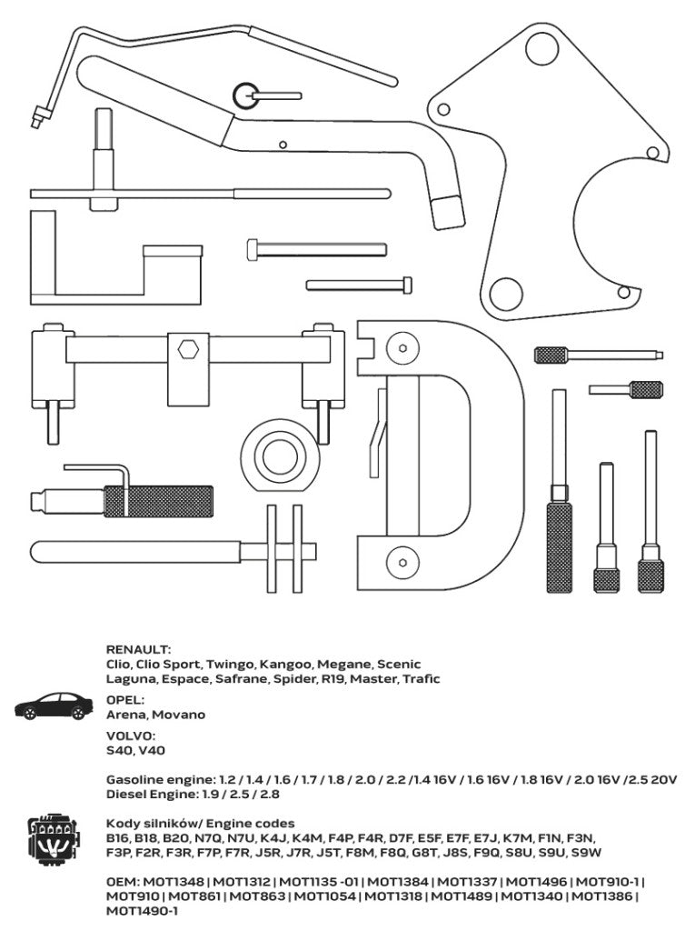 NEO TOOLS Vezérműtengely blokkoló készlet, Renault/Opel benzin és dízelmotorok 11-322
