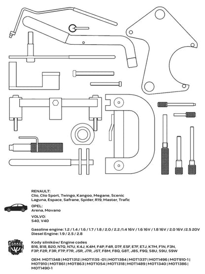 NEO TOOLS Vezérműtengely blokkoló készlet, Renault/Opel benzin és dízelmotorok 11-322