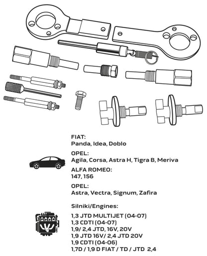NEO TOOLS Vezérműtengely blokkoló készlet, Fiat/GM dízelmotorokhoz 11-323