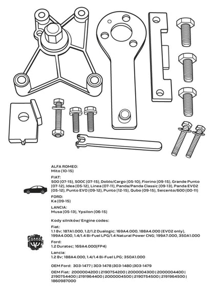 NEO TOOLS Vezérműtengely blokkoló készlet, Fiat/GM benzinmotorokhoz 11-324