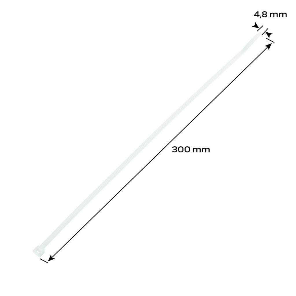 NEO TOOLS KÁBELKÖTEGELŐ, gyorskötöző, 4,8mm x 300mm, fehér, 75db 01-609