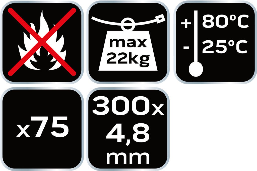 NEO TOOLS KÁBELKÖTEGELŐ, gyorskötöző, 4,8mm x 300mm, fehér, 75db 01-609