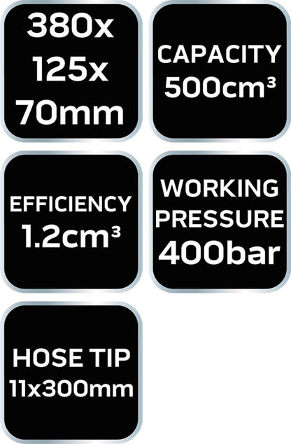 NEO TOOLS Karos zsírzó, 500cm3, flexibilis tömlővel 11-501