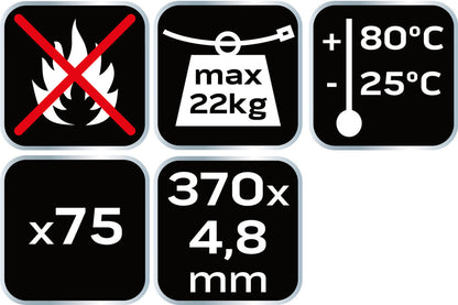 NEO TOOLS KÁBELKÖTEGELŐ, gyorskötöző, 4,8mm x 370mm, fehér, 75db 01-611