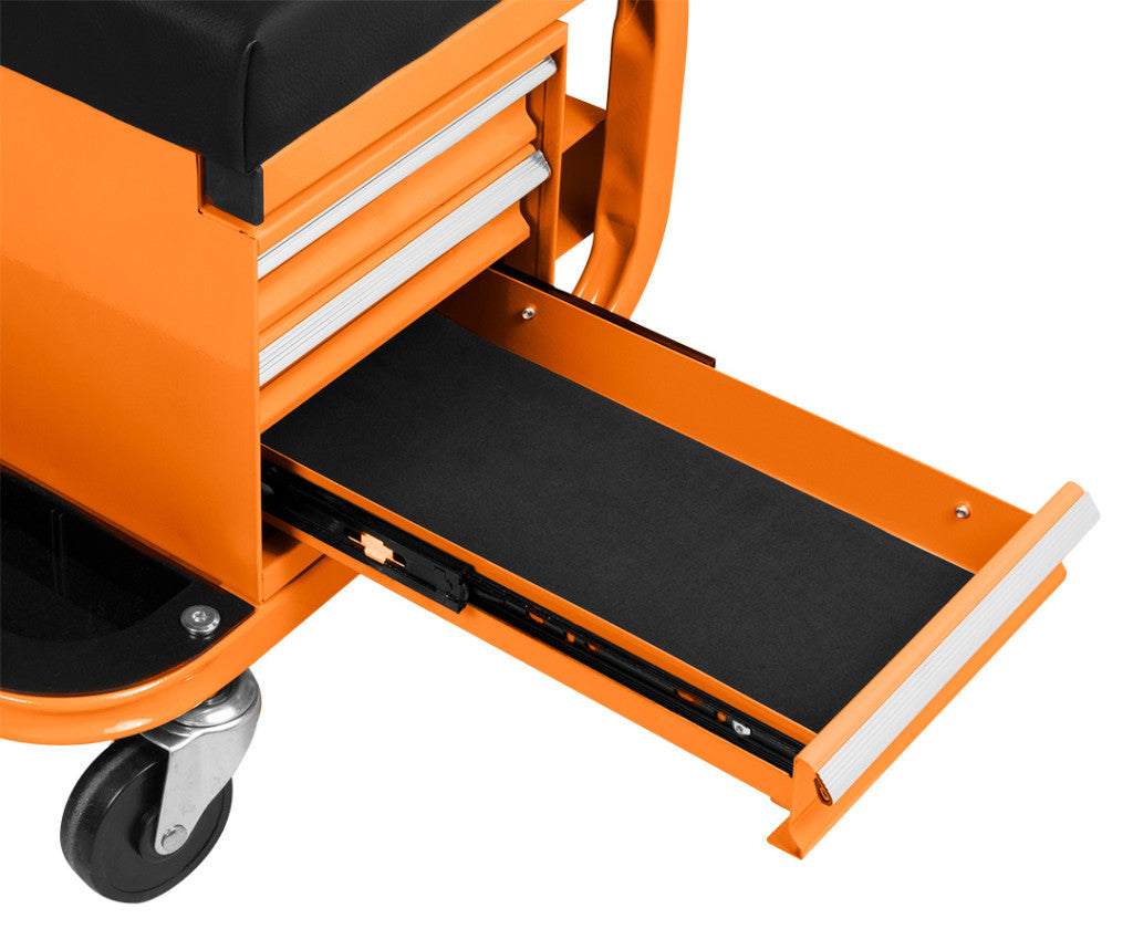 NEO TOOLS Szerelőszék, fém szerkezetű, kerekekkel, szerszámfiókokkal 11-605