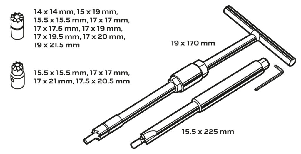 NEO TOOLS Injektoraljzat maró és tisztító készlet, 17db-os 11-885