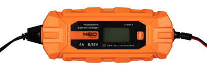 NEO TOOLS Automatikus akkumulátortöltő 4A/70W, 3-120Ah, savas / AGM / GEL akkumulátorokhoz 2 év garanciával 11-891-1