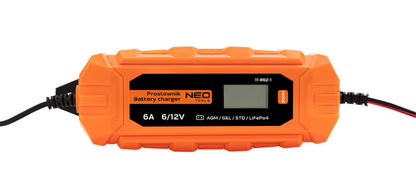 NEO TOOLS Automatikus akkumulátortöltő 6A/100W, 3-150Ah, savas / AGM / GEL akkumulátorokhoz 2 év garanciával 11-892-1