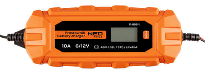 NEO TOOLS Automatikus akkumulátortöltő 10A/160W, 3-200Ah, savas / AGM / GEL akkumulátorokhoz 2 év garanciával 11-893-1