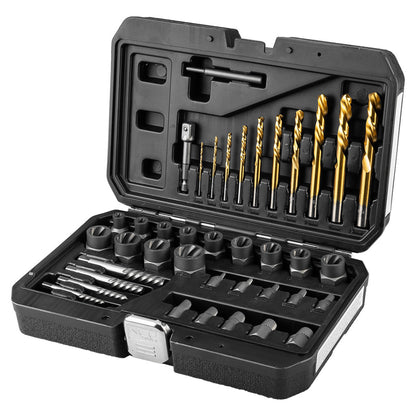 NEO TOOLS Törtcsavar kiszedő készlet, vezetőfúrókkal, 40db-os 11-923