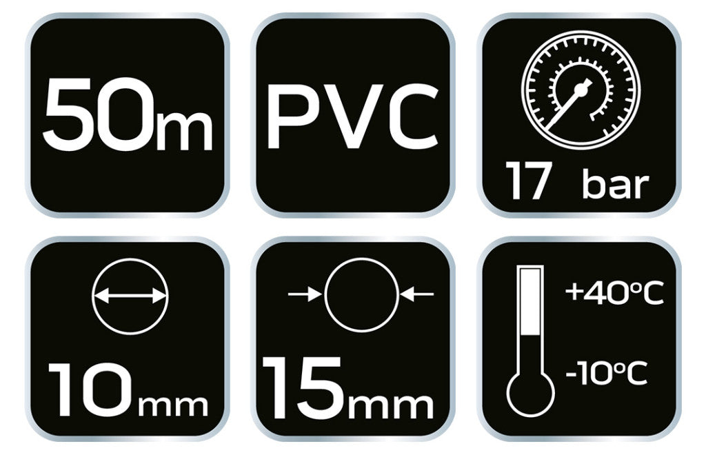 NEO TOOLS Pneumatikus tömlő 10x15mm, 50 m, 17 bar 12-080