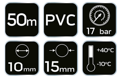 NEO TOOLS Pneumatikus tömlő 10x15mm, 50 m, 17 bar 12-080
