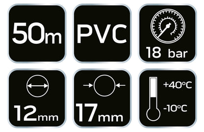NEO TOOLS Pneumatikus tömlő 12x17mm, 50 m, 13 bar 12-081