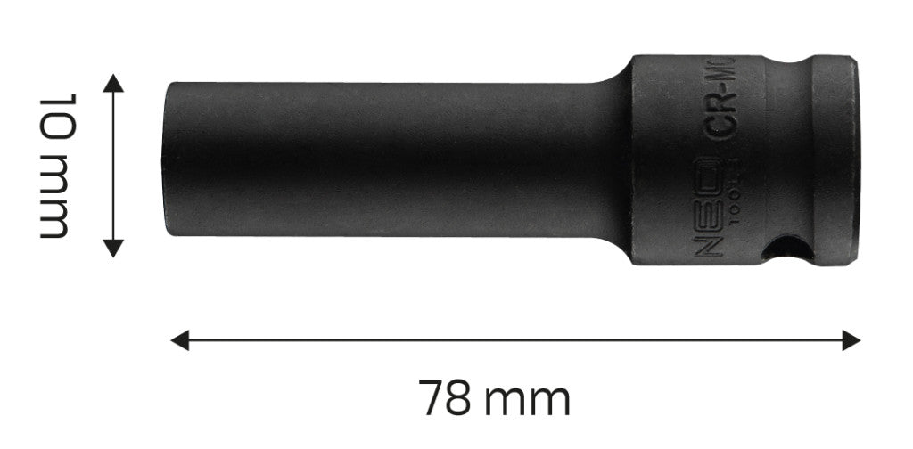 NEO TOOLS Hosszú Gépi dugókulcs 1/2", 10mm, Cr-Mo 12-310