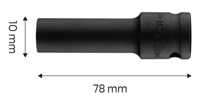 NEO TOOLS Hosszú Gépi dugókulcs 1/2", 10mm, Cr-Mo 12-310