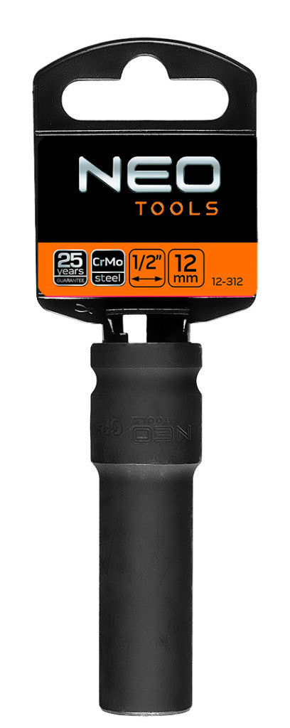 NEO TOOLS Hosszú Gépi dugókulcs 1/2", 12mm, Cr-Mo 12-312