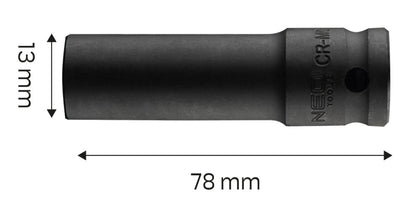 NEO TOOLS Hosszú Gépi dugókulcs 1/2", 13mm, Cr-Mo 12-313