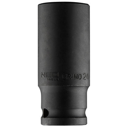 NEO TOOLS Hosszú Gépi dugókulcs 1/2", 24mm, Cr-Mo 12-324
