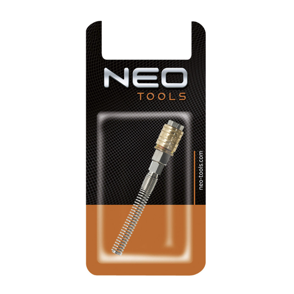 NEO TOOLS Pneumatikus gyorscsatlakozó, tömlővéges, védőrugós 4mm 12-600