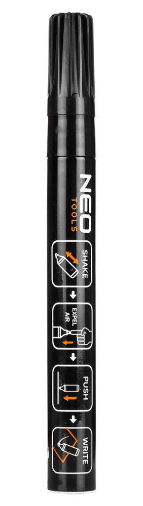 NEO TOOLS 4db jelölőfilc, lakkfilc, vízálló festékkel, alu festéktartály házzal, fekete, vastag hegyű 13-850
